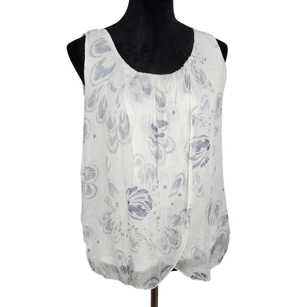 ANGELA MODA Size Small 100% Silk Tulip Hem Pleated Lined Tank Made in Italy